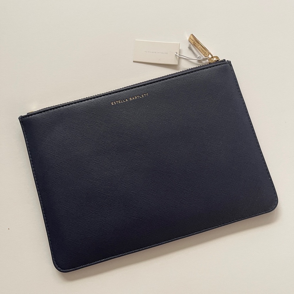 Estella Bartlett Navy Zip Pouch Clutch